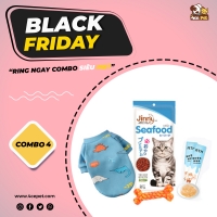 Combo (Bánh thưởng cho mèo Jinny Seafood + áo mùa đông+ 2 Súp RKT+ Đồ chơi làm sạch răng)
